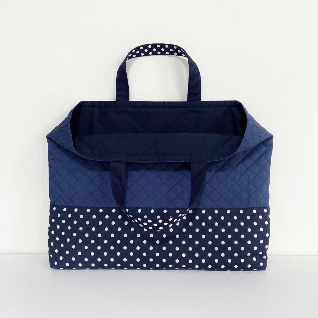 キルティング　入園入学　3点セット シンプル　大人　ネイビードット