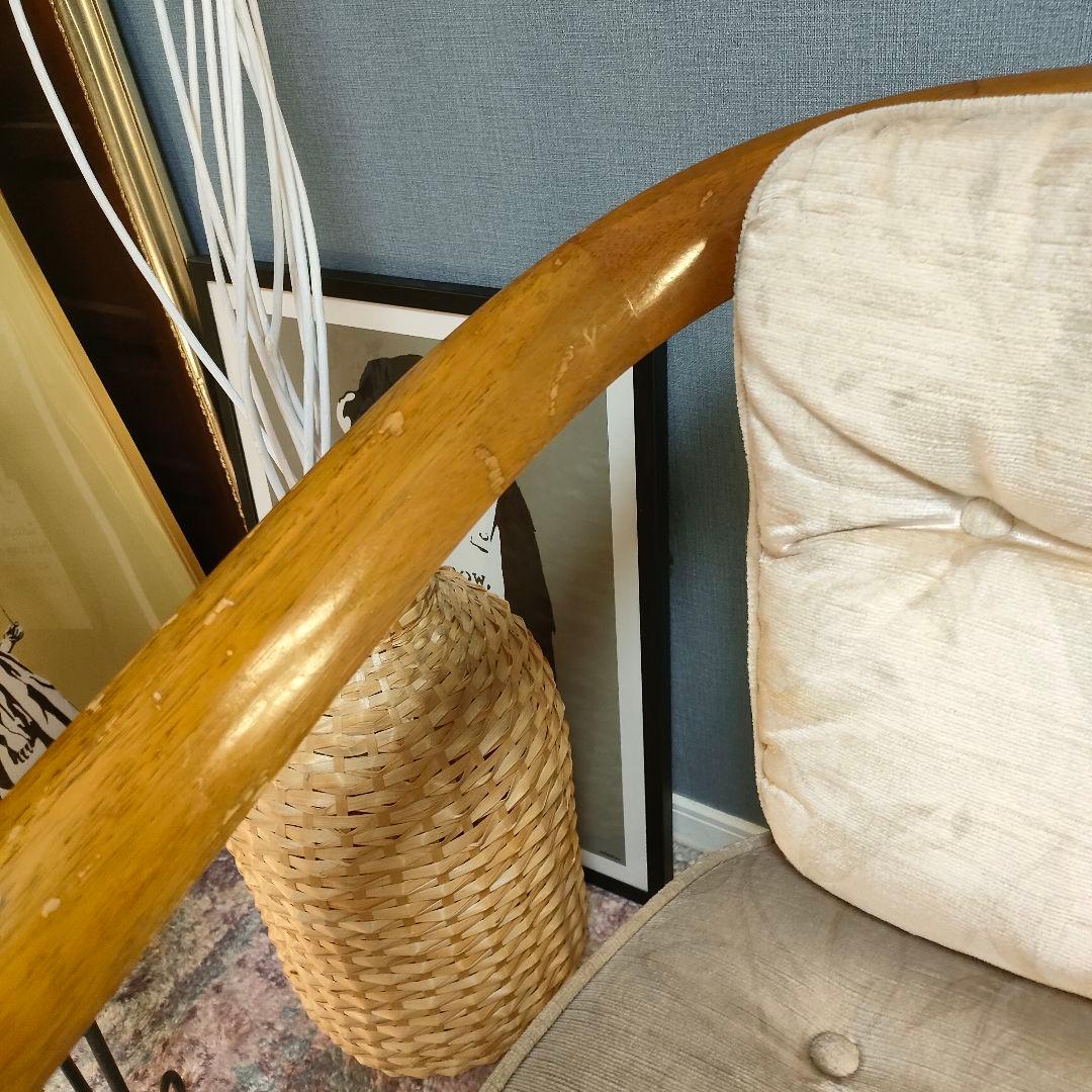 【マルニ木工】ラタンバック アームチェア 曲木椅子 昭和レトロ／ヴィンテージ