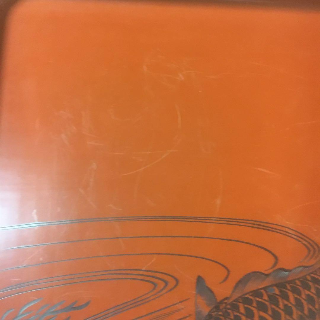 時代物 朱漆会席膳 漆器懐石膳 5客 鯉図 明治期 アンティーク 骨董