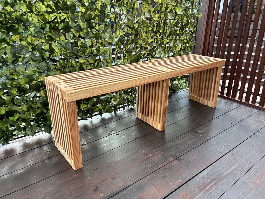 オーダー制作　杉無垢材ベンチ 飾り棚兼用 ナチュラルデザイン ハンドメイド