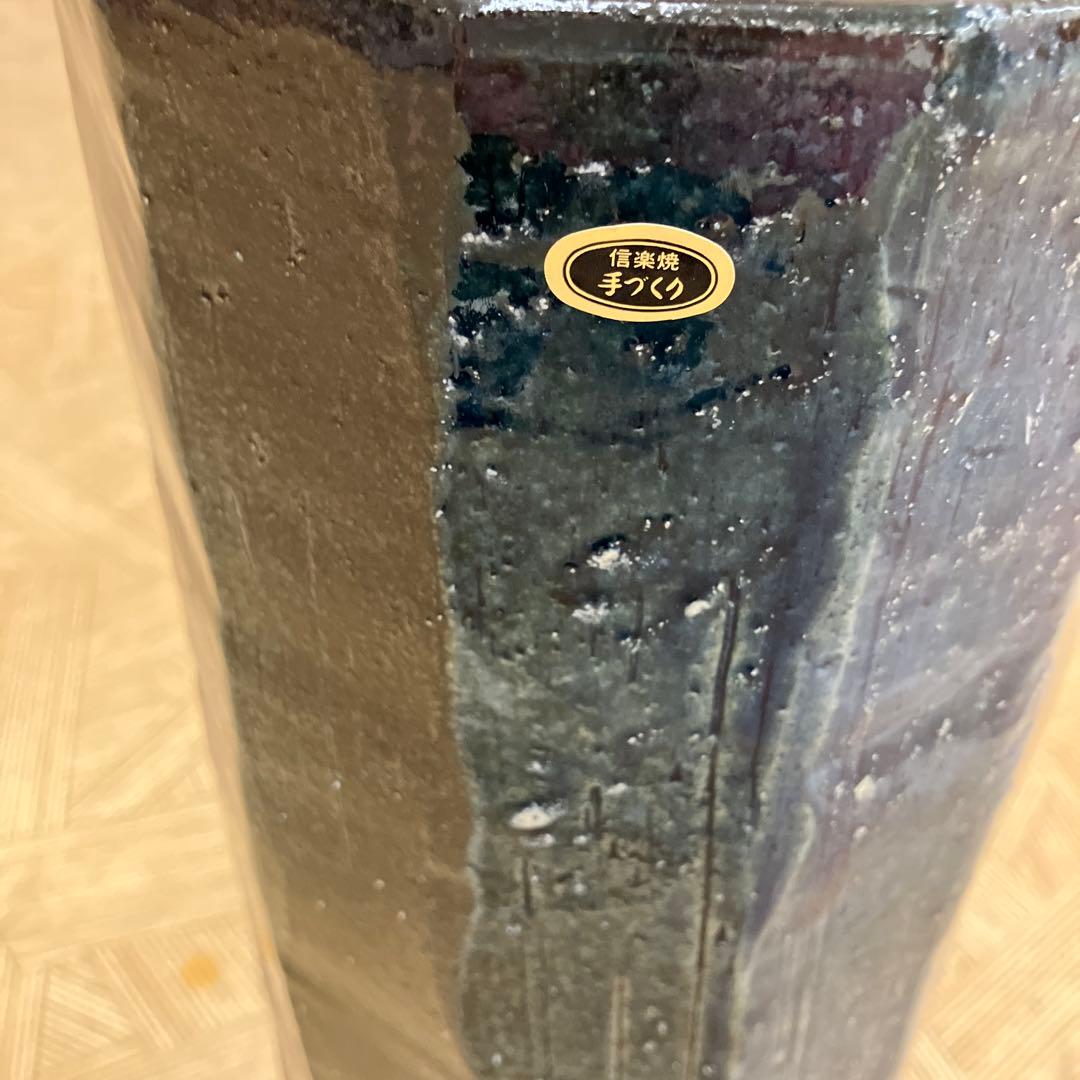 信楽焼傘立て青ガラス面取り - メルカリ