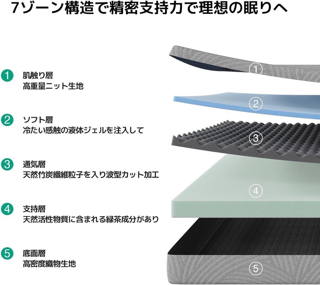 マットレス シングル やや硬め 厚さ16cm グレー 97×195×16cm