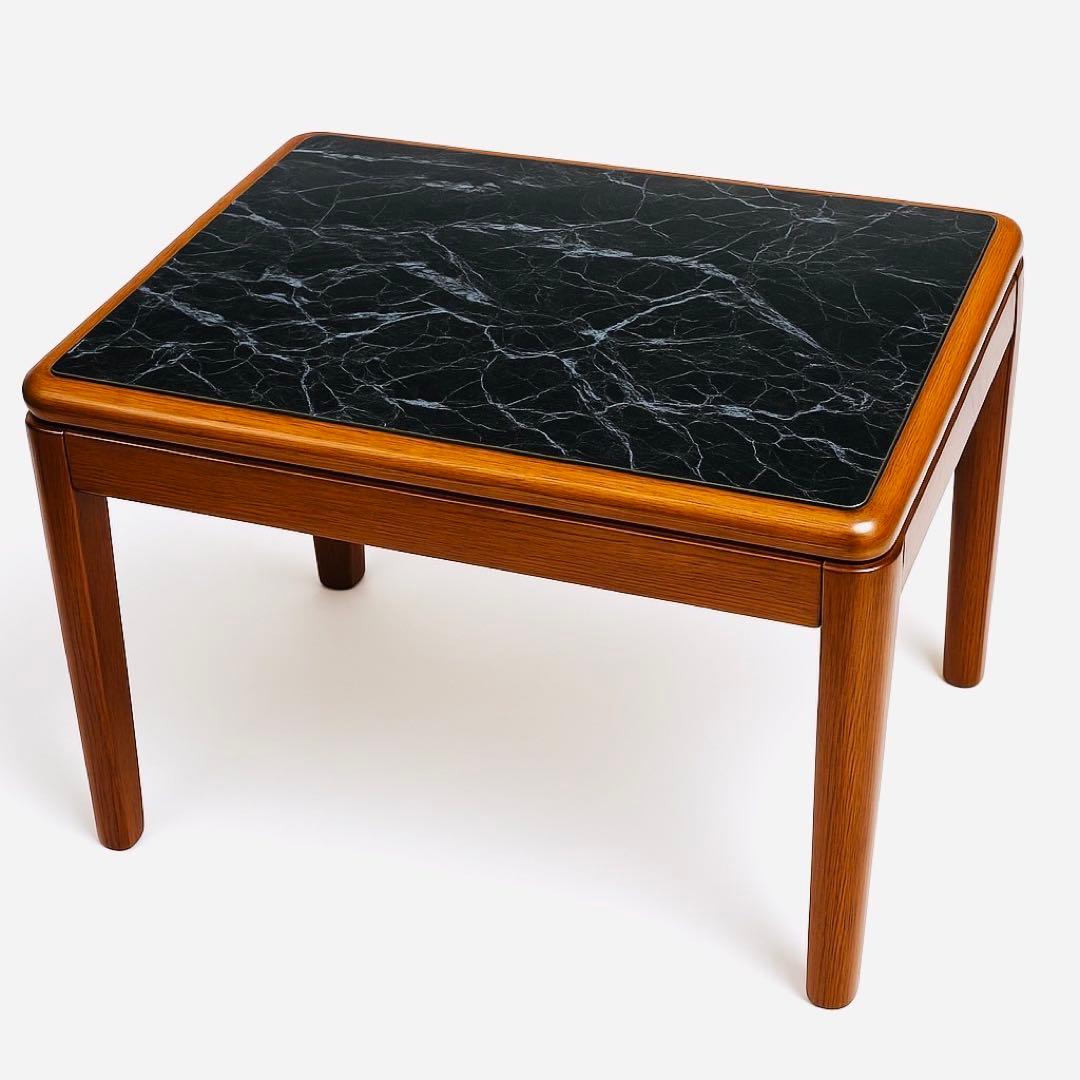 希少特注カリモク1991年製 抽象柄特殊塗装×ブナ脚リビングテーブル一点物