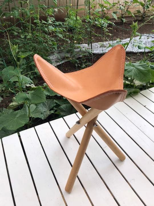 ハンティングチェア レザー 1923年製 鹿レザー三脚椅子 100年前の