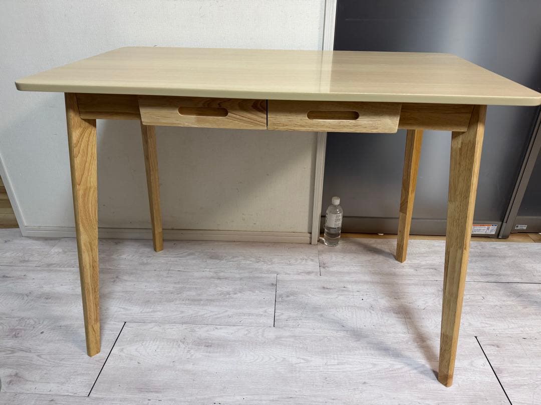 美品 パソコンデスク 机 デスク 木製 収納 テーブル 学習机 引き出し2つ