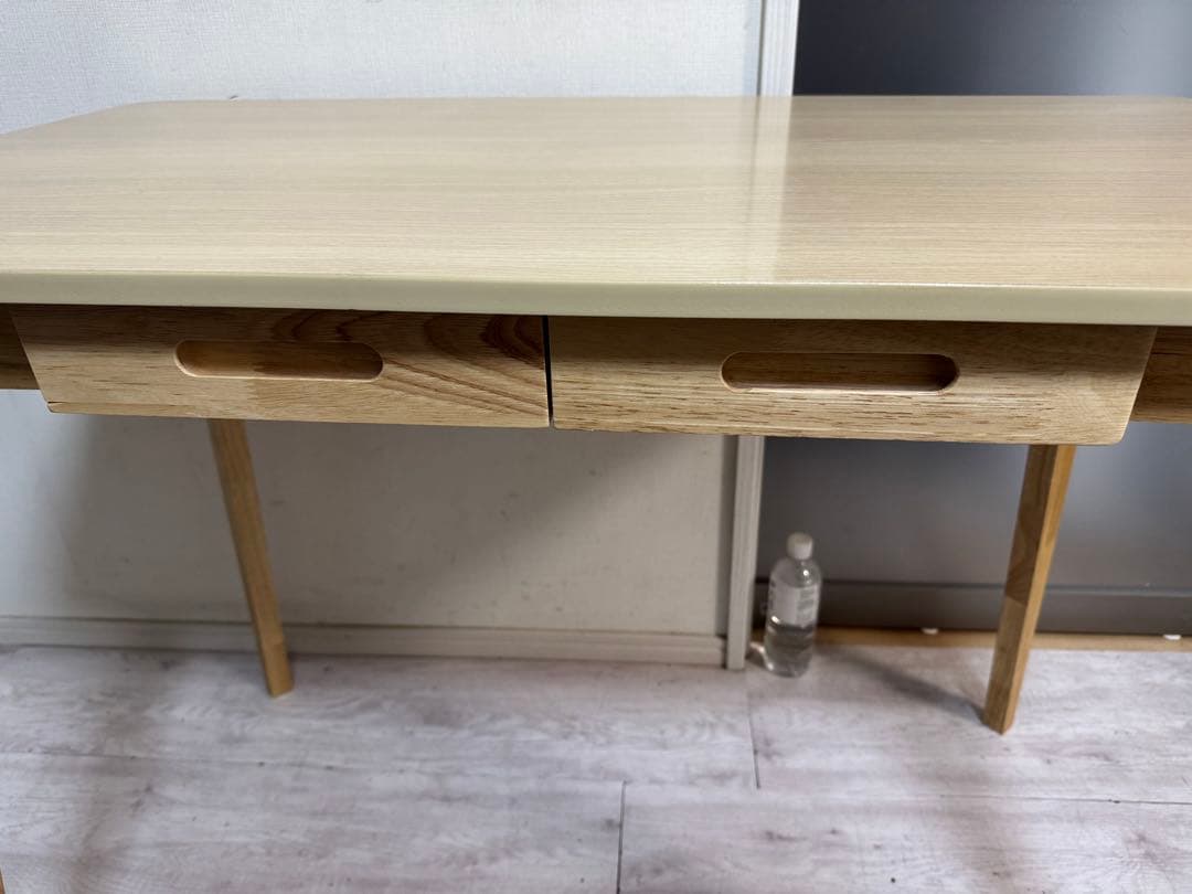 美品 パソコンデスク 机 デスク 木製 収納 テーブル 学習机 引き出し2つ