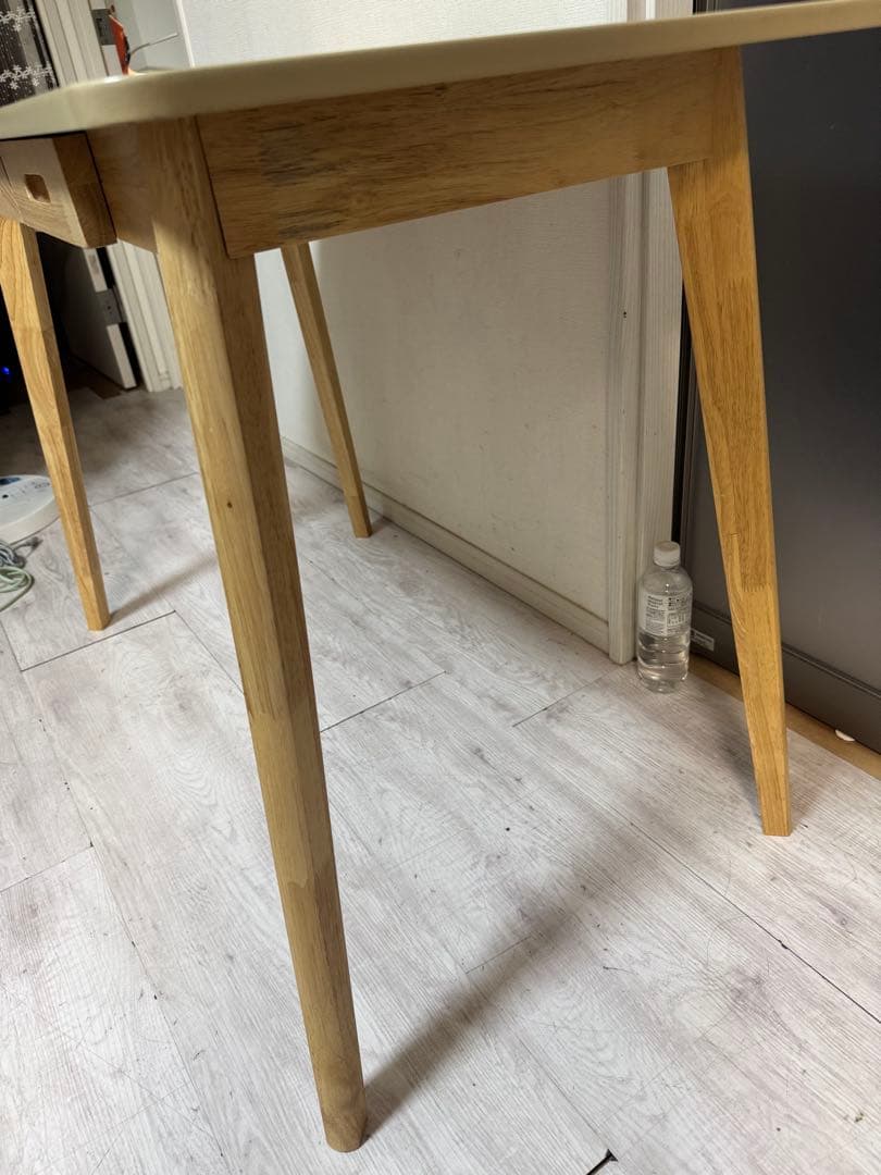美品 パソコンデスク 机 デスク 木製 収納 テーブル 学習机 引き出し2つ