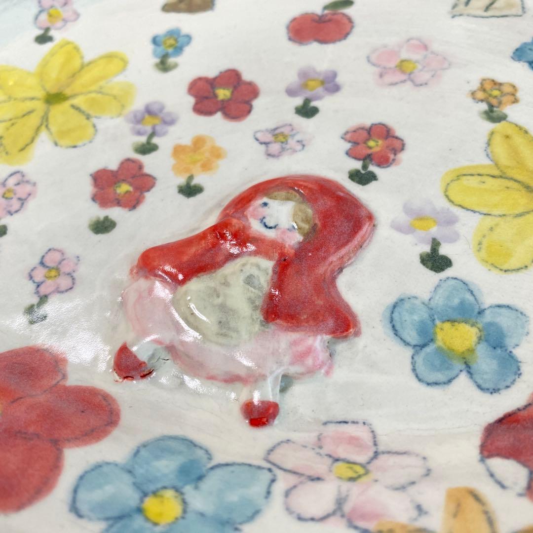 【やまぐちあさこ】新品オーバルプレート27cm 大皿　赤ずきんちゃんとオオカミ