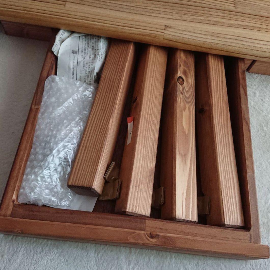 テーブル パイン材 天然木 長方形 引出し 引き出し