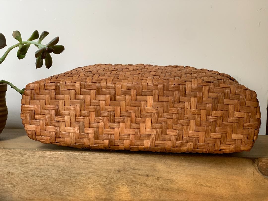 山葡萄 かごバッグ 六角花結び編み 網代編み 変則二重編み 手提げ 内布付き