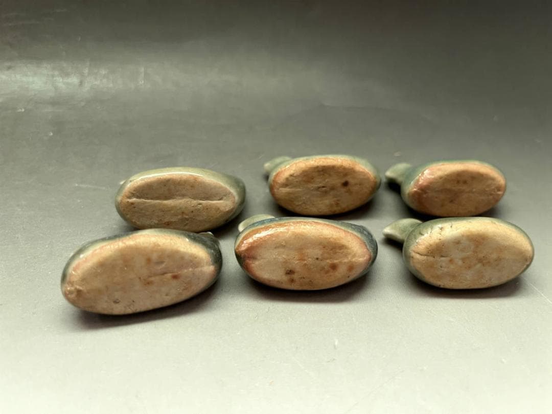 箸置き■古い青磁（江戸後期）舟型6客 鳥型6客 合計12客セット 千鳥 舟 骨董