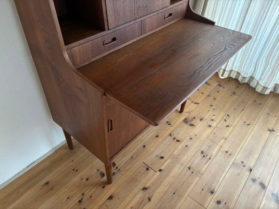 北欧ヴィンテージ　デンマーク　チーク　シェルフライティングビューロー