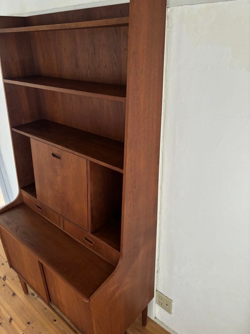 北欧ヴィンテージ　デンマーク　チーク　シェルフライティングビューロー