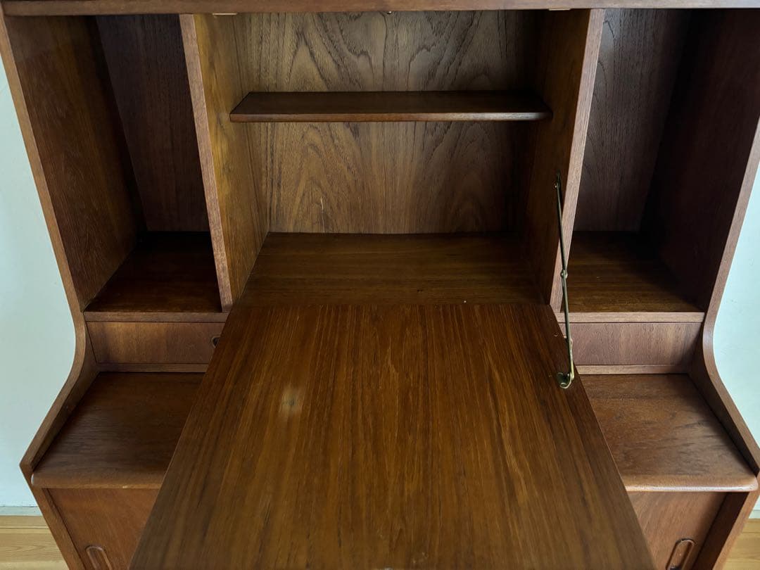 北欧ヴィンテージ　デンマーク　チーク　シェルフライティングビューロー