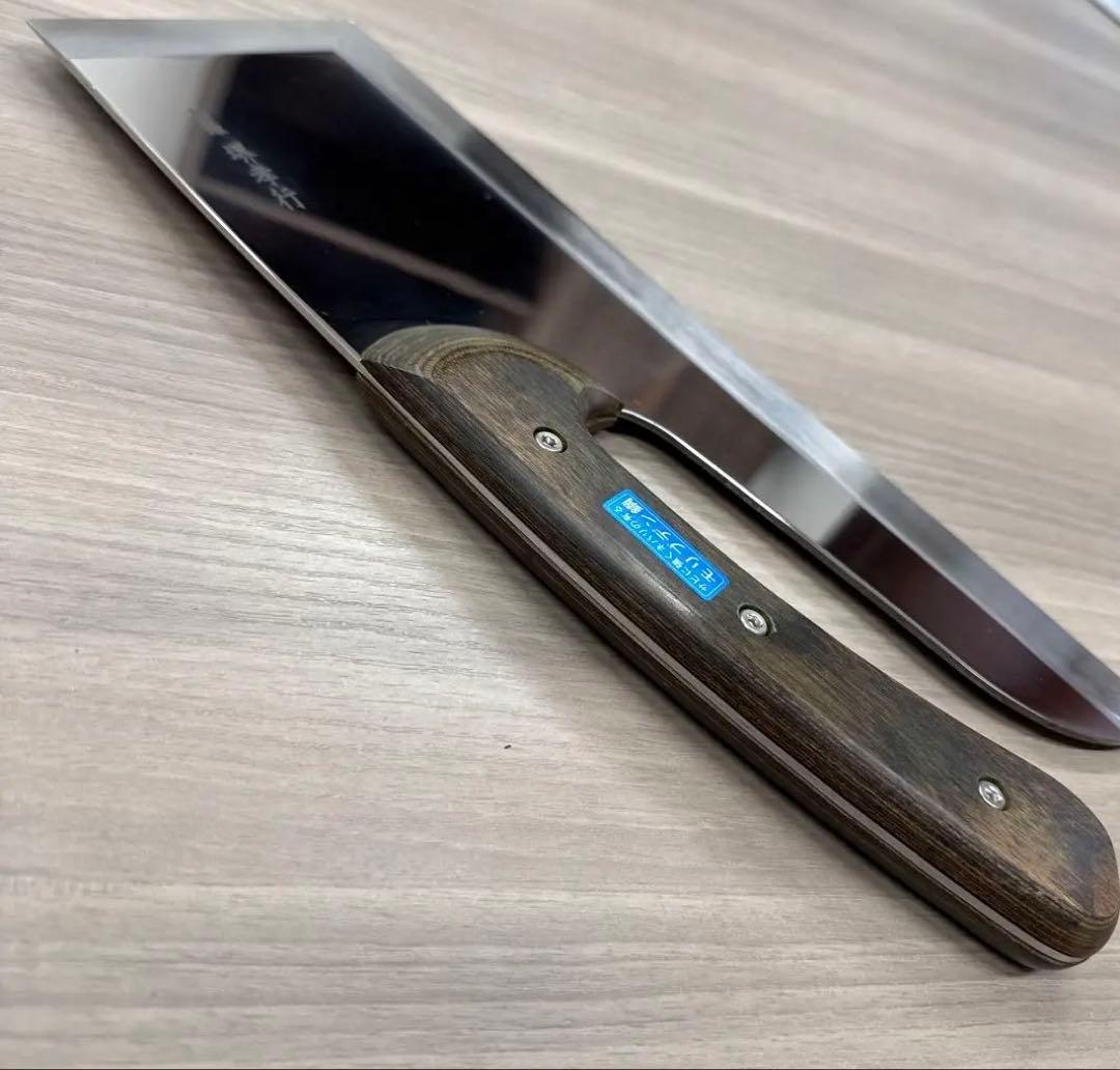 堺孝行 蕎麦切り包丁 モリブデン鋼 鏡面仕上げ ドロップハンドル 33cm