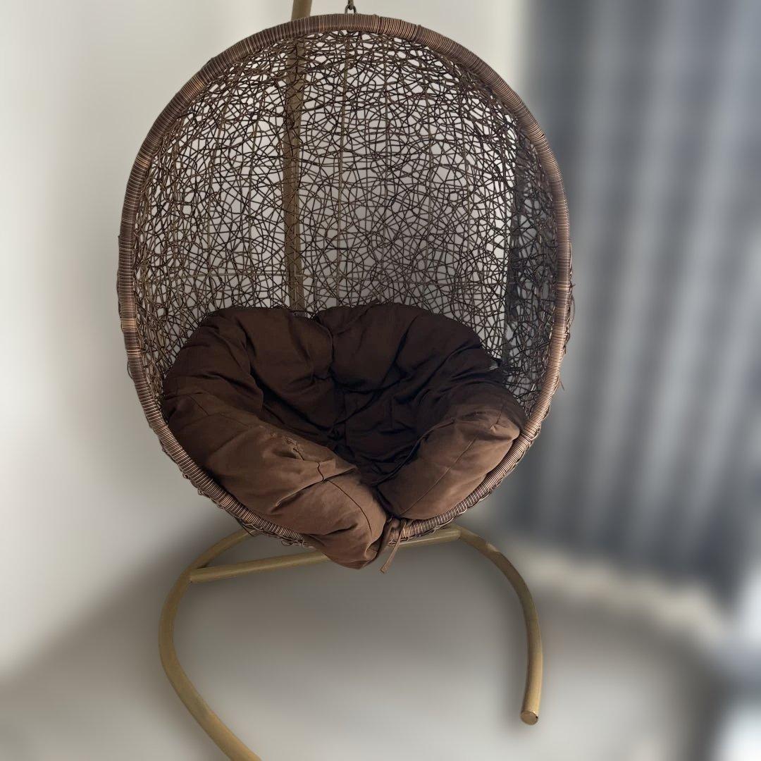 高知　ハンギングチェア ブラウン クッション付き