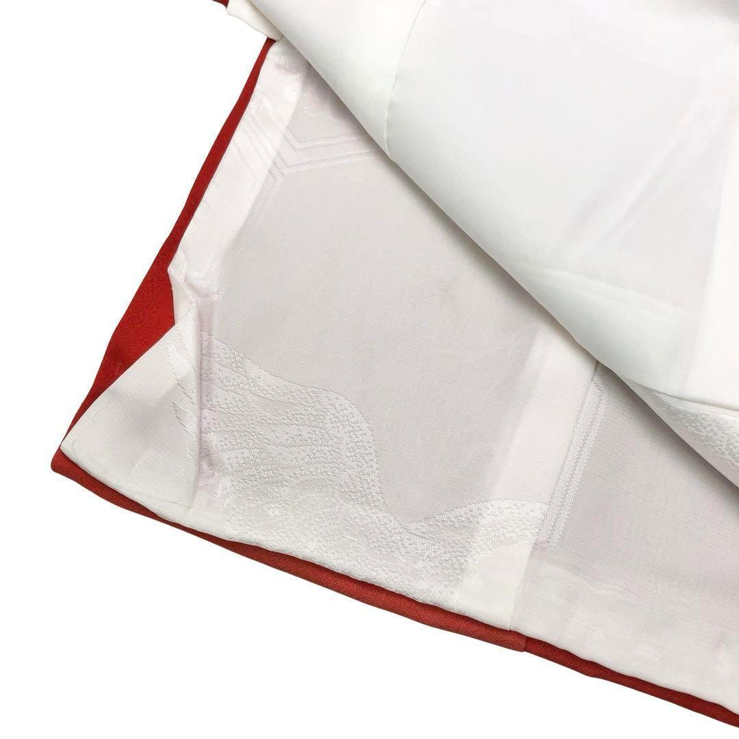 子供着物 襦袢付 女の子 一つ身 お宮参り 鶴 花柄 金彩 赤色 X-1003