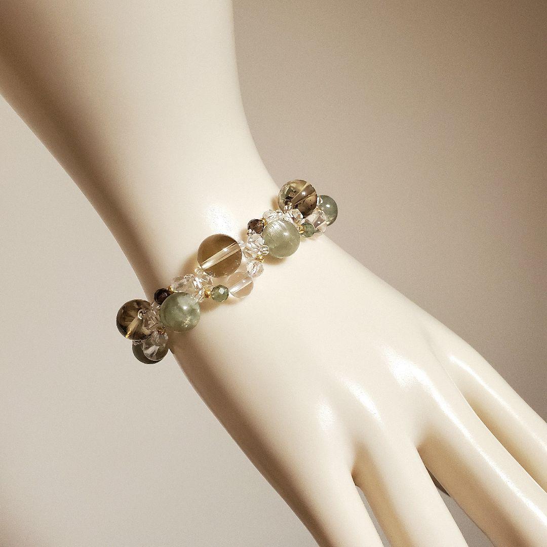 天然石　ブレスレット　＊No. 568＊ハンドメイド　パワーストーン　編み