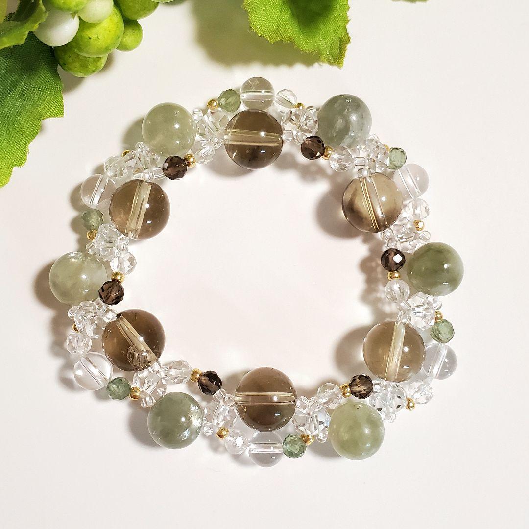 天然石　ブレスレット　＊No. 568＊ハンドメイド　パワーストーン　編み