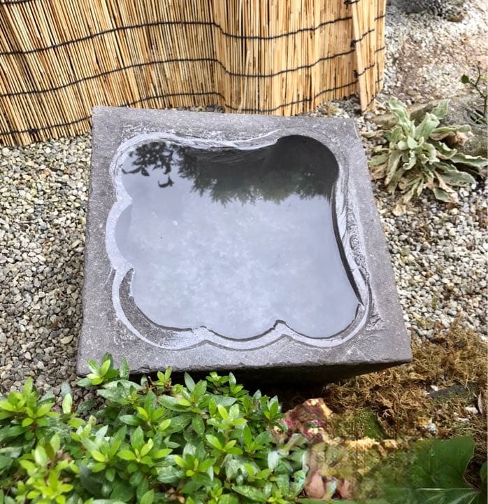 【扇型四角水鉢・蹲】造園水石飾り石バードバス箱庭