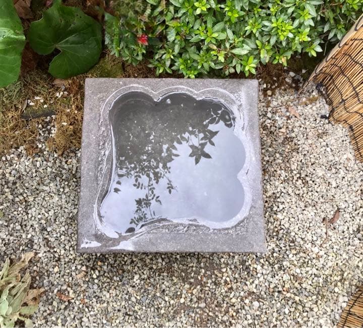 【扇型四角水鉢・蹲】造園水石飾り石バードバス箱庭