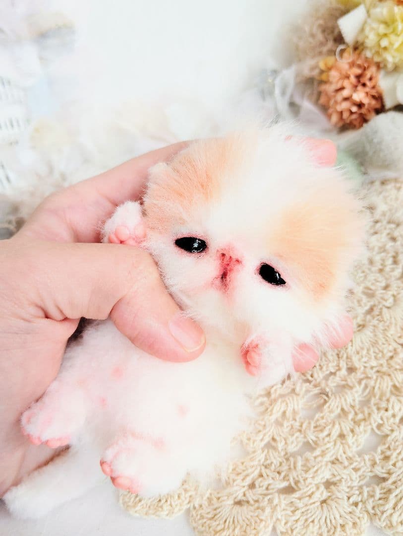 子猫ベビー♡三つ子ちゃん♡カゴセット♡アートドール♡ぬいぐるみ♡