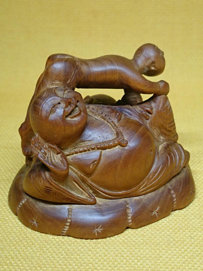 木彫り　人形　木製　古玩　オブジェ　置物　インテリア　工芸品　美術品　A3421