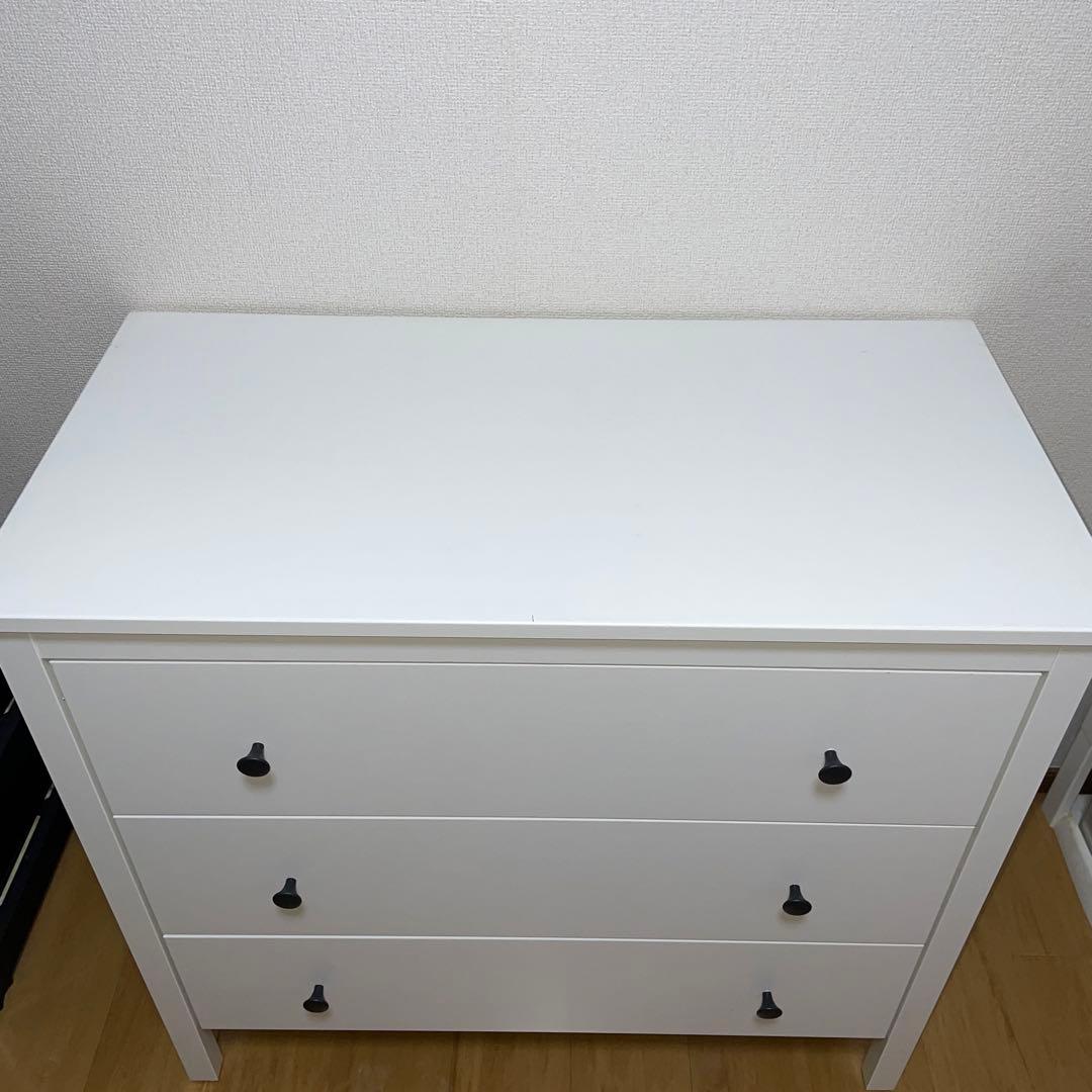 超美品 IKEA コッパン KOPPANG 3段チェスト 木製 ホワイト - メルカリ