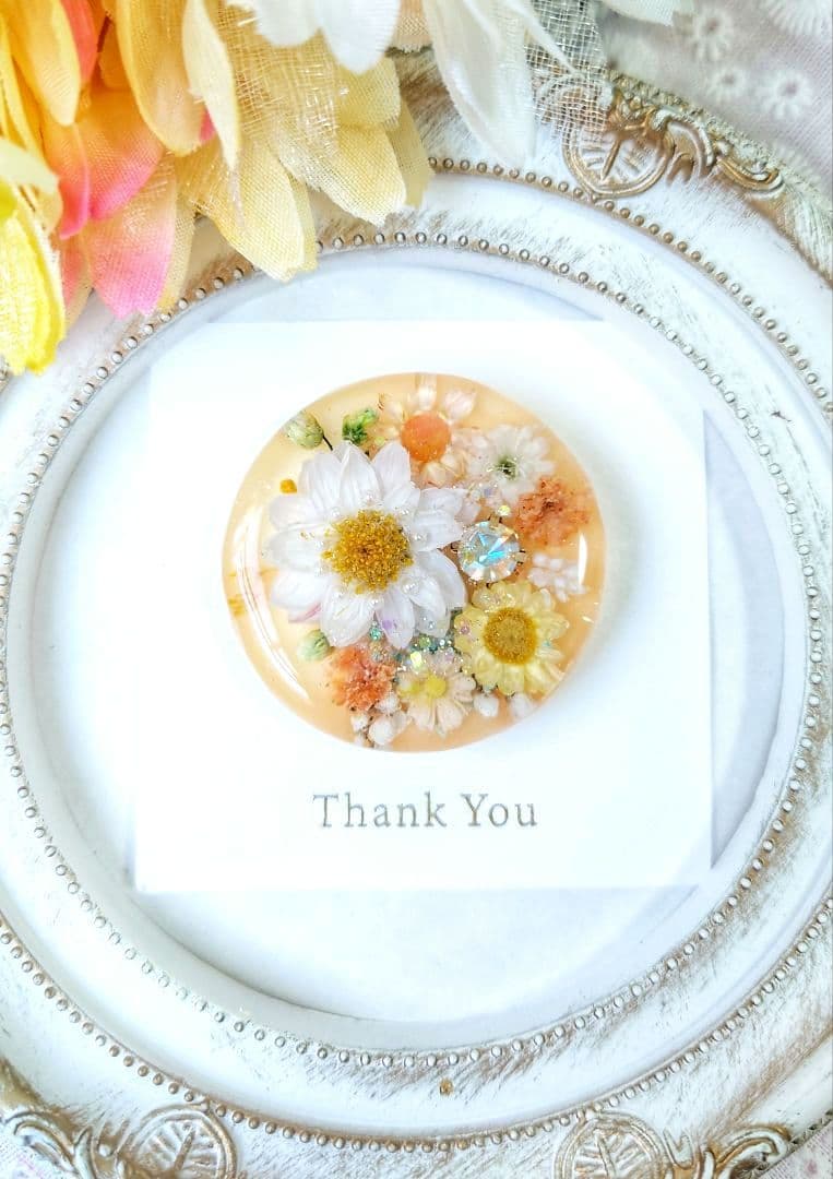 レジン 猫 ドライフラワー ヘアゴム ブローチ ポニーフック No.530