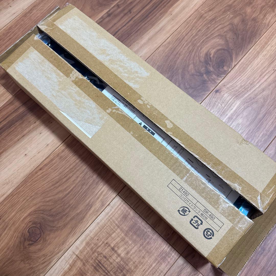 【新品未使用】ステンレス 天板 コンロサイドラック (棚2段＆フック3個)