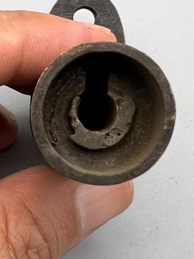 【海】中国晩清民国　からくり　錠前　銅製立体獅子文　丸4文字　古い鍵　中国骨董品