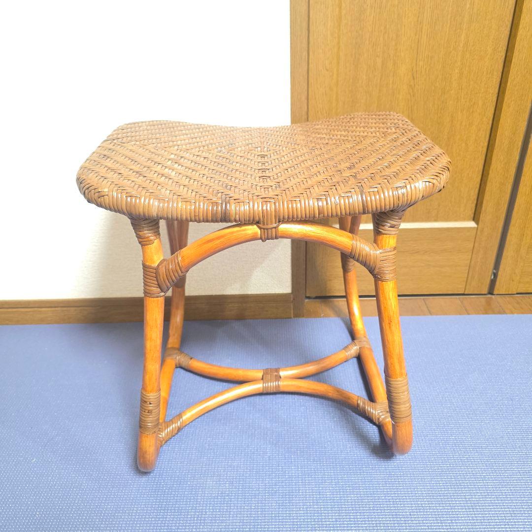 315】KAZAMA　カザマ　ラタン　スツール 籐 レトロ インテリア 椅子