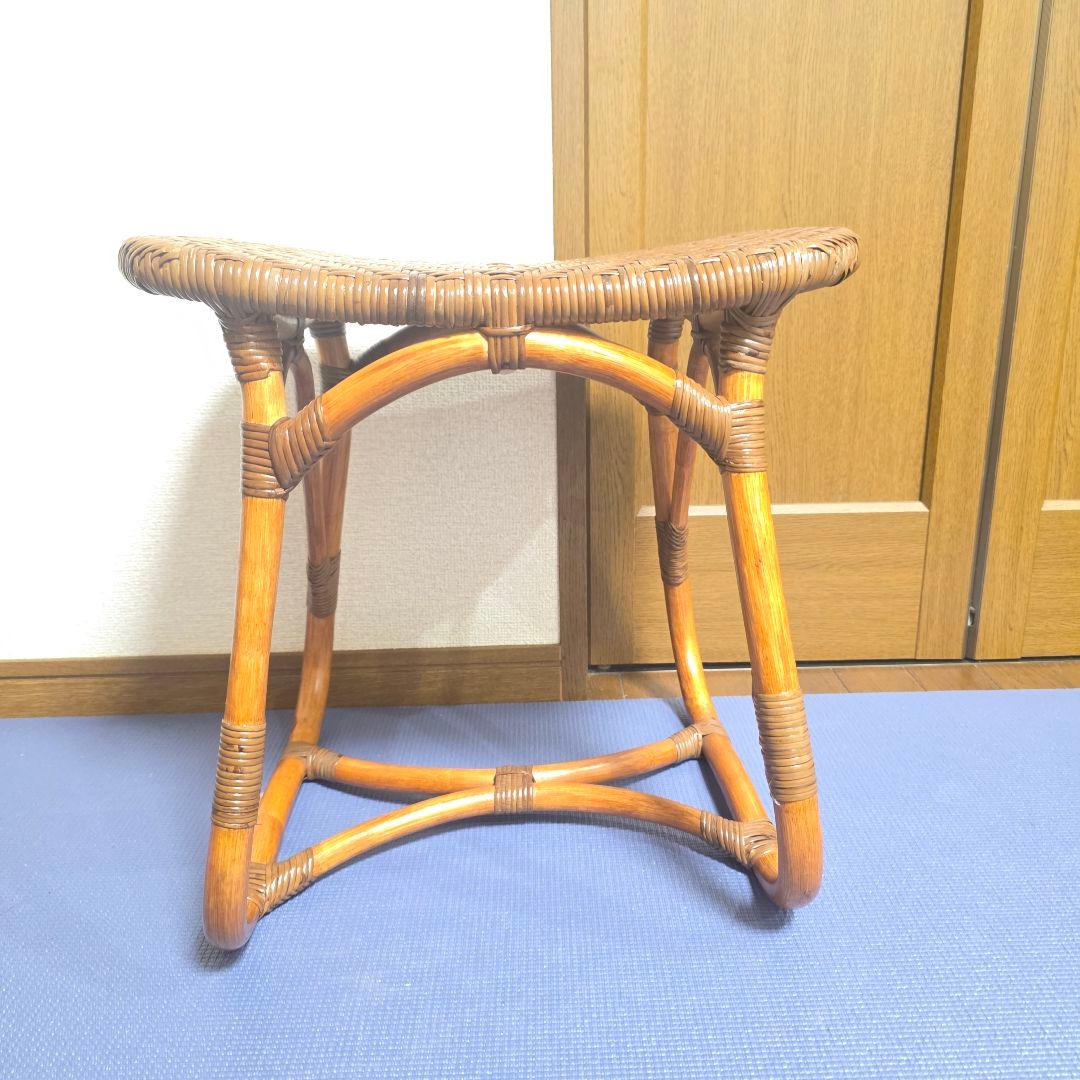 315】KAZAMA　カザマ　ラタン　スツール 籐 レトロ インテリア 椅子