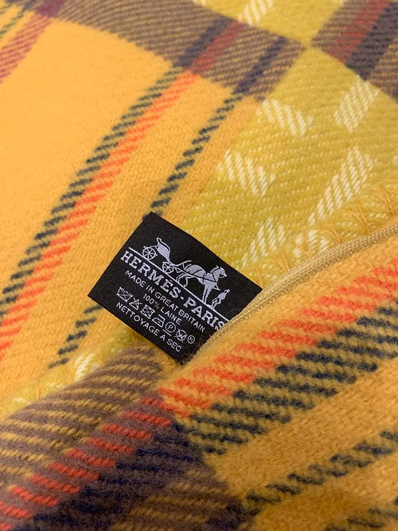 エルメス クッションカバー イエロー、ブルー　2枚セット