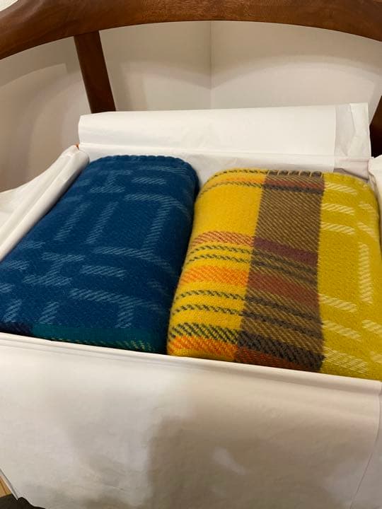 エルメス クッションカバー イエロー、ブルー　2枚セット