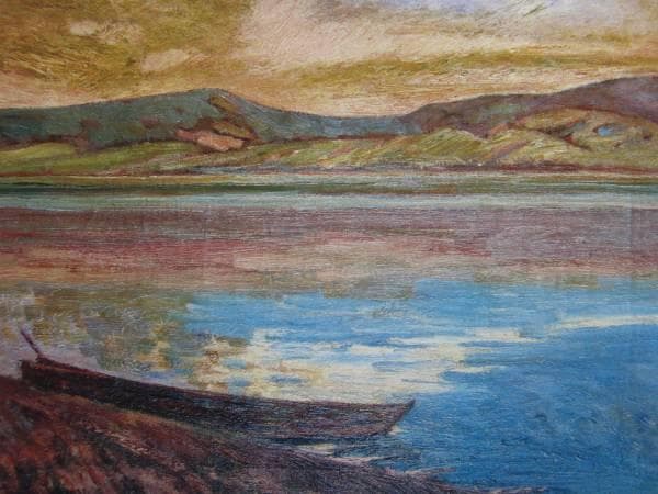 藤島武二、【山中湖畔の朝】、希少な大判額装用画集より、美品、日本人画家