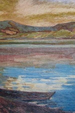 藤島武二、【山中湖畔の朝】、希少な大判額装用画集より、美品、日本人画家