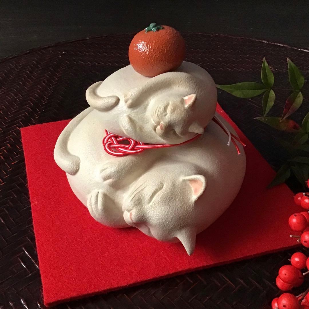 重ね猫(*´꒳`*) ねこ鏡餅 A (小)