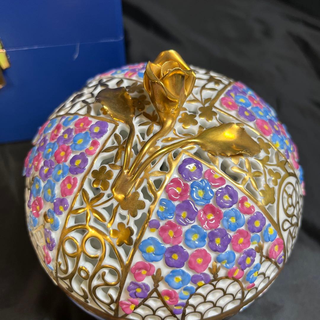 ヘレンド HEREND 透かし彫り 限定品 クラウン ボンボニエール 小花