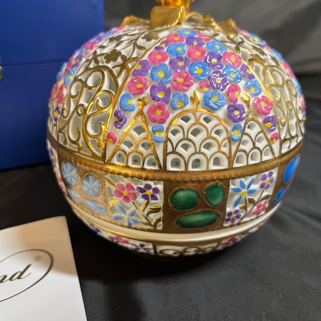 ヘレンド HEREND 透かし彫り 限定品 クラウン ボンボニエール 小花