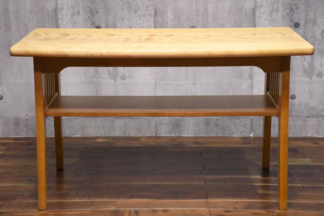 CIC26 北海道民芸家具 リビングテーブル 高め 棚付き センターテーブル