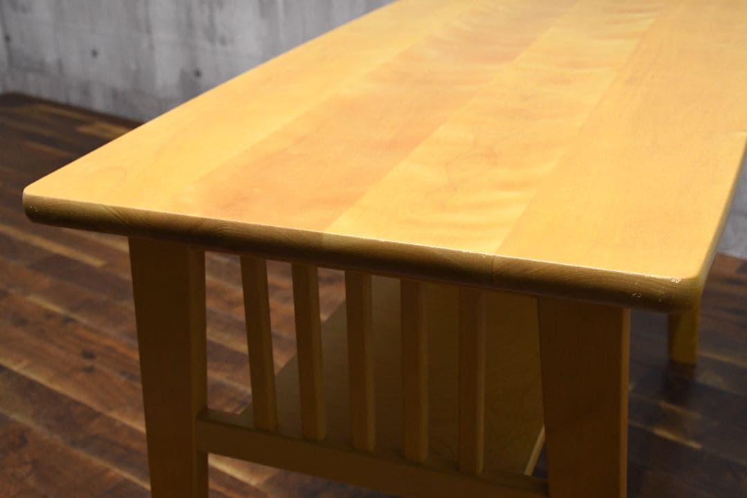 CIC26 北海道民芸家具 リビングテーブル 高め 棚付き センターテーブル