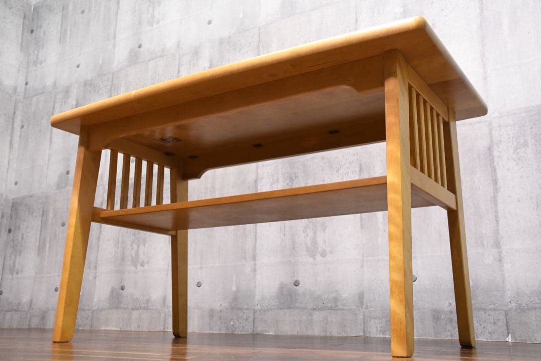 CIC26 北海道民芸家具 リビングテーブル 高め 棚付き センターテーブル