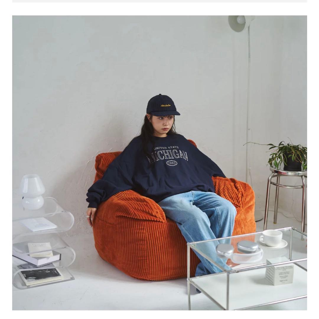 【美品】HUGME 1人掛けビーズソファ Blood Orange