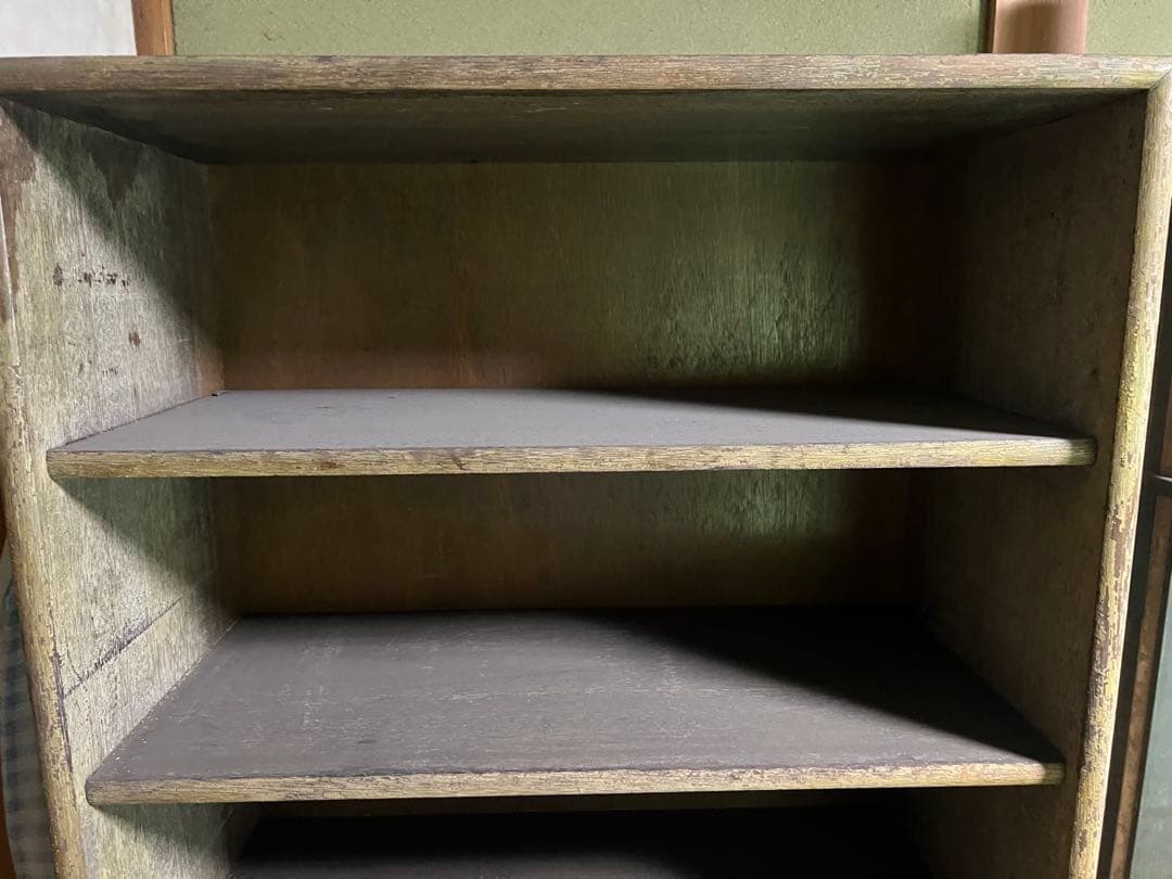【O-1585】本棚 カルテ棚 脚付き 棚 書棚 シェルフ ラック 木製 古道具