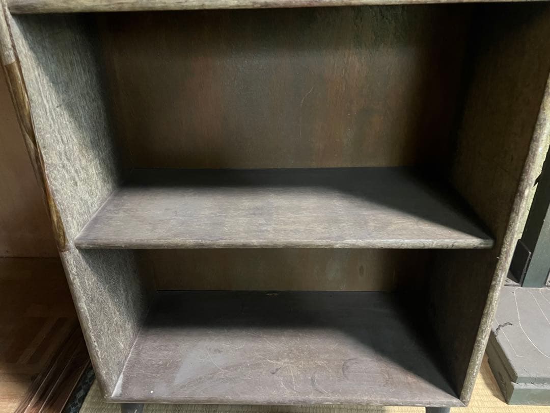 【O-1585】本棚 カルテ棚 脚付き 棚 書棚 シェルフ ラック 木製 古道具