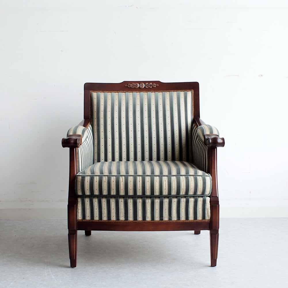 神戸欧風家具 メープル不二屋 マホガニー材 1人掛けソファ A ZR24470