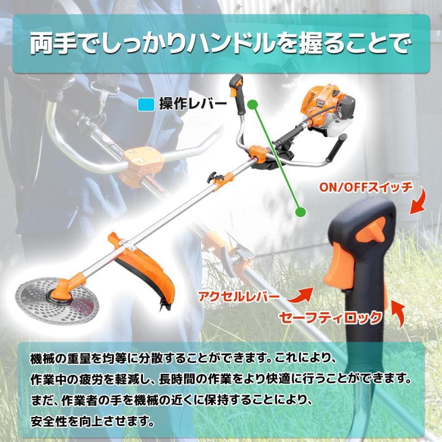 5種類アタッチメント付ワイヤーブレート 52cc強力草刈機