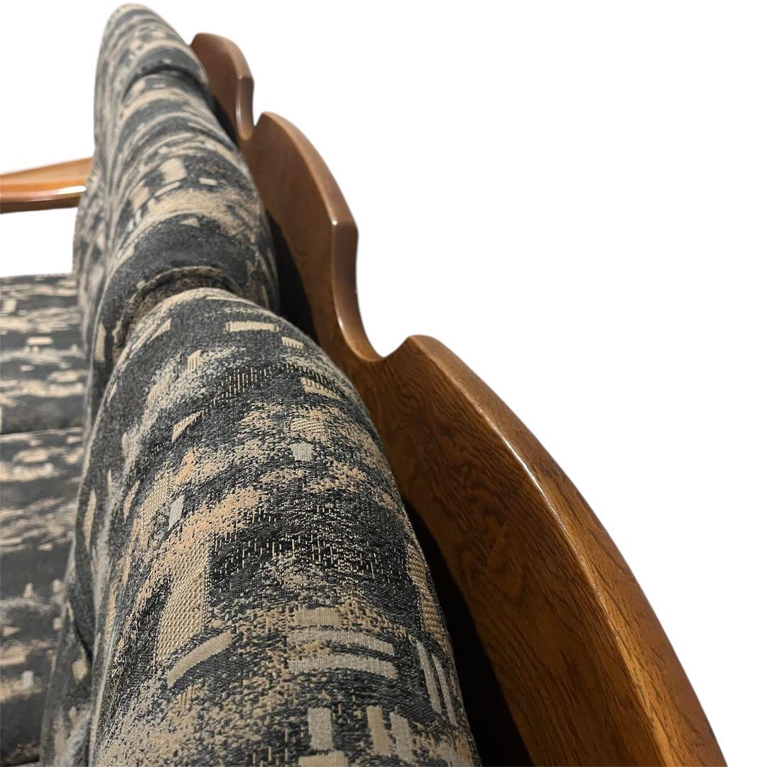 カリモク家具　コロニアル　3人掛け　オールドカリモク　ソファ　ラタン