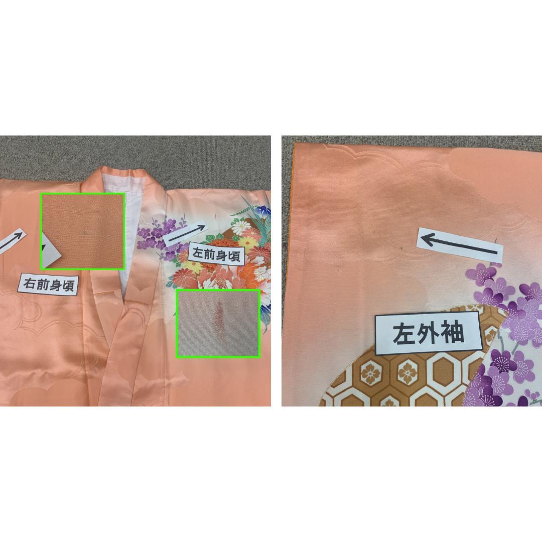 503ag48■七五三 七歳 女児 着物&袋帯&長襦袢 牡丹 菊■状態良好